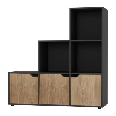 Urbn-Living 6-Cube Step Shelving Unit With Wooden Door from B&Q