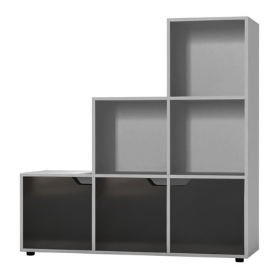 Urbn-Living 6-Cube Step Shelving Unit With Wooden Door from B&Q