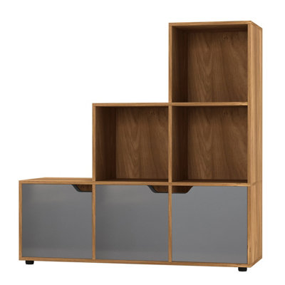 Urbn-Living 6-Cube Step Shelving Unit With Wooden Door from B&Q