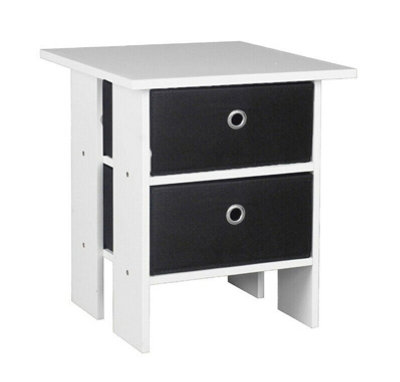 Urbn-Living Urbnliving Height 45Cm 2 Tier 2 Drawer White And Black Wooden Bedside Table from B&Q
