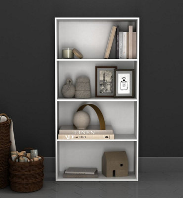 B&Q -  Urbnliving 4 Tier Wide Wooden Bookcase Cupboard Storage Shelving Display Shelf Cabinet Unit White