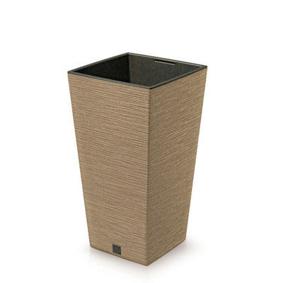Urbn-Living Natural240mm Furu Eco Square Tall Planter from B&Q