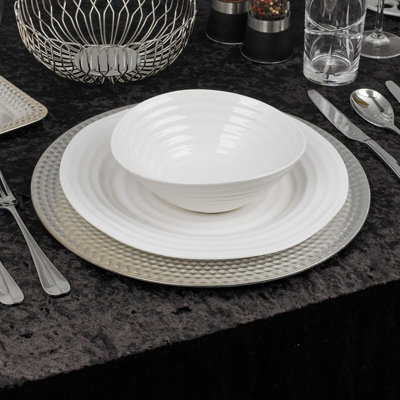 Urbn-Living Urbnliving 33Cm Christmas Dinner Charger Plates Geo Gloss Set Of 12 Silver Placemats Dining Table Setting Party Decor from B&Q