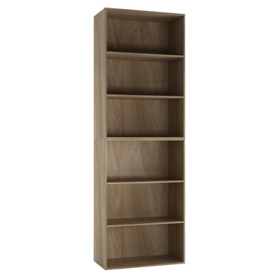 Urbn-Living Urbnliving Height 180Cm Wide 6 Tier Book Shelf Deep Bookcase Storage Cabinet Display Colour Oak Dining Living Room from B&Q