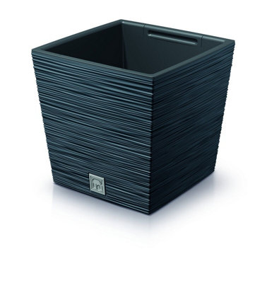 Urbn-Living BlackFuru Square Low Planter With Insert23.5X24X24 Cm from B&Q