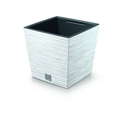 Urbn-Living WhiteFuru Square Low Planter With Insert23.5X24X24 Cm from B&Q
