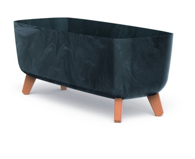 Urbn-Living Black400mm Gracia Rectangle Case Flower Pot from B&Q