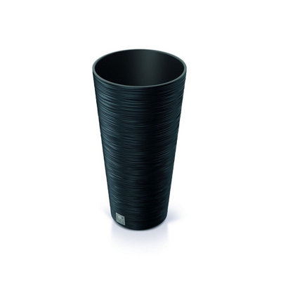 Urbn-Living Black250mm Furu Tall Round Plant Pot from B&Q