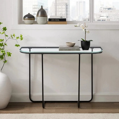 B&Q -  Urbnliving 112Cm Width Curved Entry Console Foyer Side Sofa Accent Table Entryway Living Room