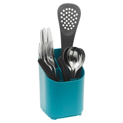 Urbn-Living Urbnliving 18Cm Height Kitchen Plastic Cutlery Drainer Basket Holder Storage Bucket Rack Organiser BoxTeal from B&Q