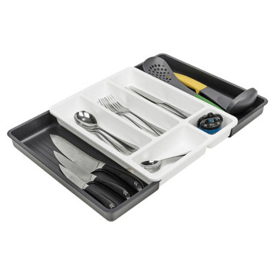 Urbn-Living Urbnliving 51Cm Width Extendable Plastic Cutlery Drawer Tray Kitchen Organiser Utensil Storage Holder Black from B&Q