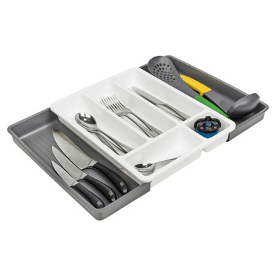 Urbn-Living Urbnliving 51Cm Width Extendable Plastic Cutlery Drawer Tray Kitchen Organiser Utensil Storage Holder Grey from B&Q