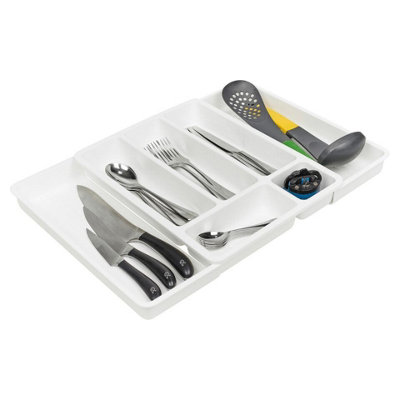 Urbn-Living Urbnliving 51Cm Width Extendable Plastic Cutlery Drawer Tray Kitchen Organiser Utensil Storage Holder White from B&Q