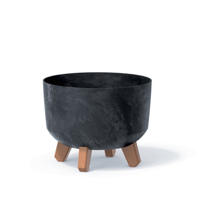 Urbn-Living Black240mm Gracia Round Case Flower Pot from B&Q