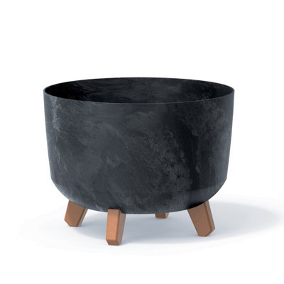 Urbn-Living Black300mm Gracia Round Case Flower Pot from B&Q