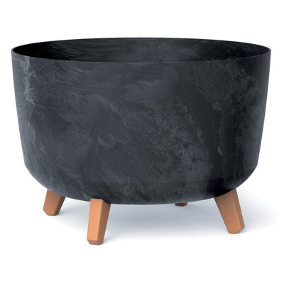 Urbn-Living Black400mm Gracia Round Case Flower Pot from B&Q