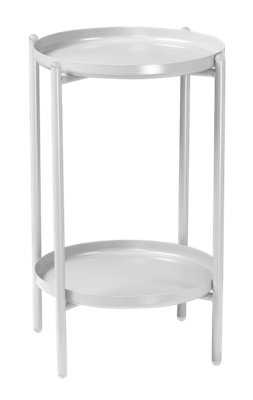 Urbn-Living Urbnliving Height 50Cm 2-Tier Round Metal Side End Table White Colour Living Room With Shelf Bedside Nightstand from B&Q