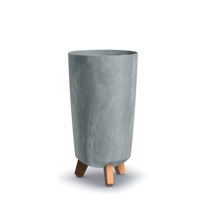 Urbn-Living Concrete240mm Tall Slim Concrete Effect Planter With Wood Effect Legs from B&Q