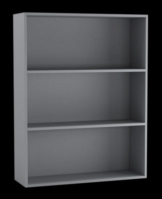 B&Q -  GreyWide 3-Tier Shelf Wooden Bookcase
