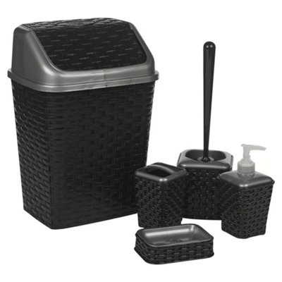 Urbn-Living Black5-Pcs Violet Plastic Rattan Bathroom Set from B&Q