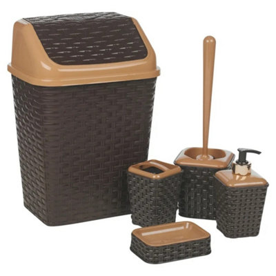 Urbn-Living Brown5-Pcs Violet Plastic Rattan Bathroom Set from B&Q
