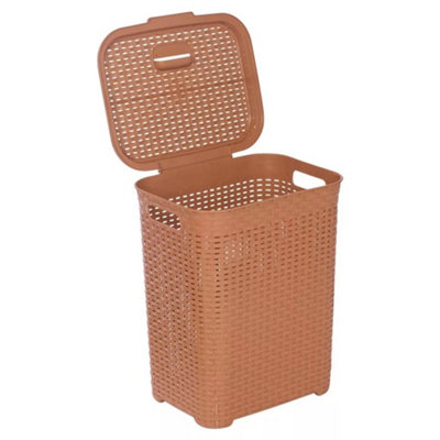 Urbn-Living Beige45L Plastic Rattan Laundry Basket from B&Q