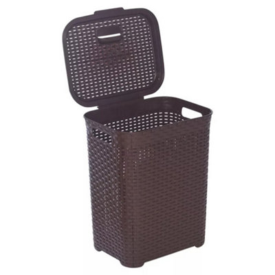 Urbn-Living Brown45L Plastic Rattan Laundry Basket from B&Q