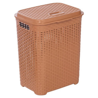Urbn-Living Beige55L Plastic Rattan Laundry Basket from B&Q