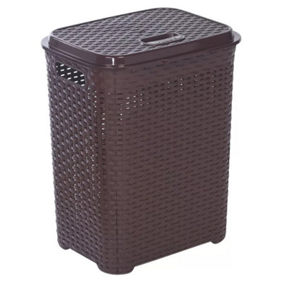 Urbn-Living Brown55L Plastic Rattan Laundry Basket from B&Q