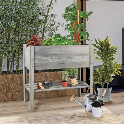 Urbn-Living Urbnliving 78Cm Height Wooden Raised Standing Garden Bed Rustic Plant Herb Flower Planter Box from B&Q