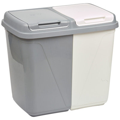 Urbn-Living Urbnliving Height 47Cm 60L Grey And White Double Kitchen Recycling Laundry Duo Bin Garbage Under Cabinet Trash Can from B&Q