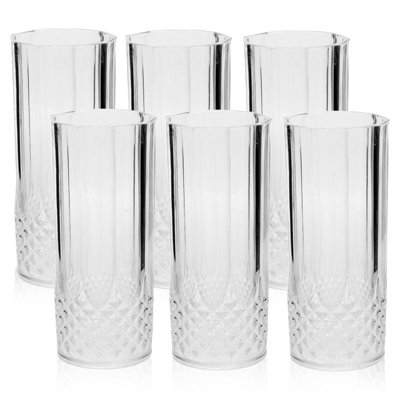 Urbn-Living Urbnliving 400Ml Set Of 6 Crystal Effect Reusable Highball Soft Drink Iced Tea Drinking Glasses
