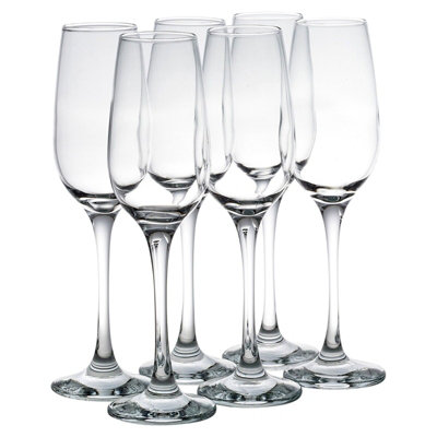 Queensway Home and Dining Queensway Home & Dining Height 23Cm 200Ml Set Of 6 Glass Stemmed Champagne Prosecco Wine Flutes Glass Tumblers