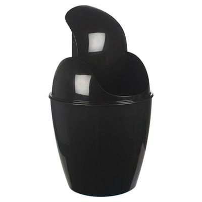 Urbn-Living Urbnliving Height 35Cm 5L Black Plastic Swing Top Lid Bin Rubbish Trash Can Bathroom Office Under Counter from B&Q