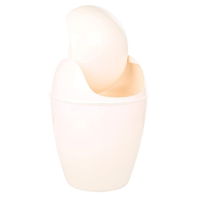 Urbn-Living Urbnliving Height 45Cm 12L Off White Plastic Swing Top Lid Bin Rubbish Trash Can Bathroom Office Under Counter from B&Q
