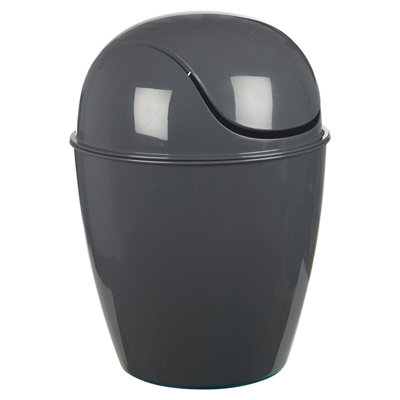 Urbn-Living Urbnliving Height 35Cm 5L Grey Plastic Swing Top Lid Bin Rubbish Trash Can Bathroom Office Under Counter from B&Q