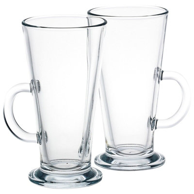 Queensway Home and Dining Queensway Home & Dining Height 16Cm 2 X 260Ml Clear Glass Tall Hot Chocolate Coffee Latte Mugs Glasses Tumblers from B&Q
