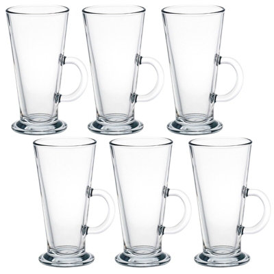 Urbn-Living Queensway Home & Dining Height 16Cm 6 X 260Ml Clear Glass Tall Hot Chocolate Coffee Latte Mugs Glasses Tumblers from B&Q