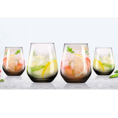 Urbn-Living Urbnliving 450Ml Set Of 4 Smoked Black Glass Drinking Bar Water Beverage Glasses Tumblers from B&Q