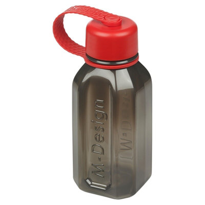 Urbn-Living Urbnliving 500Ml Black Reusable Water Drinking Sports Bottle Container Flask With Red Leakproof Lid