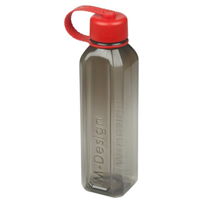 Urbn-Living Urbnliving 800Ml Black Reusable Water Drinking Sports Bottle Container Flask With Red Leakproof Lid