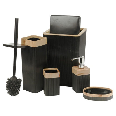 Urbn-Living Urbnliving 5 Pcs Colour Anthracite Bathroom Set Bin Soap Dispenser Toothbrush Holder Soap Dispenser Wc Brush from B&Q