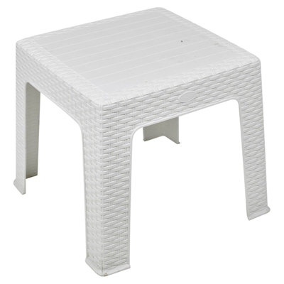 Urbn-Living Urbnliving Height 41Cm White Rattan Design Wicker Coffee Table Bistro Outdoor Plastic Garden Patio Furniture from B&Q