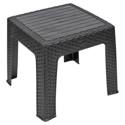 Urbn-Living Urbnliving Height 41Cm Dark Brown Rattan Design Wicker Coffee Table Bistro Outdoor Plastic Garden Patio Furniture from B&Q