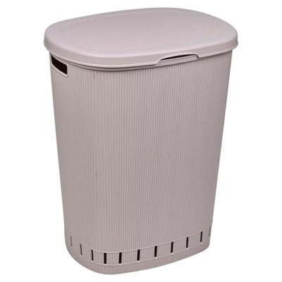 Urbn-Living Urbnliving Height 56Cm Pink Powder Laundry Basket Dirty Washing Clothes Linen Bin Basket With Line Design & Lid from B&Q