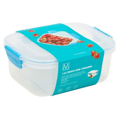 Urbn-Chef Height 12Cm 1.6L Blue Food Plastic Storage Container Airtight Seal Clip Lock Lid from B&Q