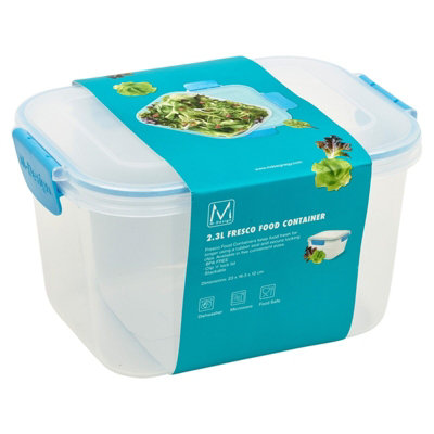 Urbn-Chef Height 12Cm 2.3L Blue Set Of 3 Food Plastic Storage Container Airtight Seal Clip Lock Lid from B&Q