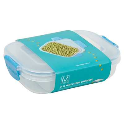 B&Q -  Height 5Cm 600Ml Blue Set Of 6 Food Plastic Storage Container Airtight Seal Clip Lock Lid
