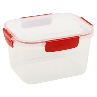 Urbn-Chef Height 12Cm 2.3L Red Set Of 6 Food Plastic Storage Container Airtight Seal Clip Lock Lid from B&Q