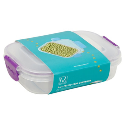 B&Q -  Height 5Cm 600Ml Purple Set Of 6 Food Plastic Storage Container Airtight Seal Clip Lock Lid